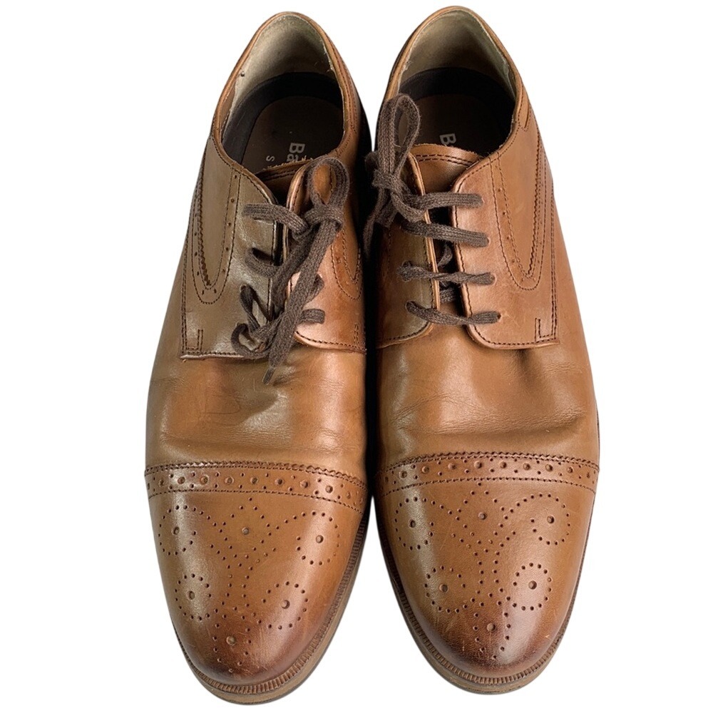 Bacco Bucci Brogue Cap Toe Derby Shoes Mens 10 Brown Leather Dress Office